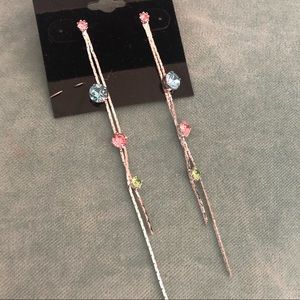 NWT Bling Pastel Swarovski Silver Drop Earrings